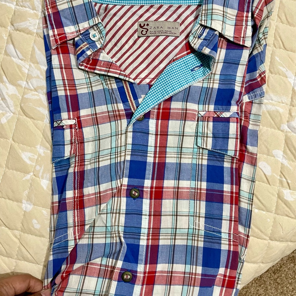 Zara Red and Blue Plaid Shirt